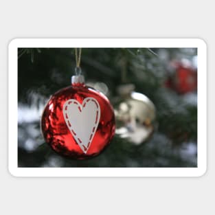 Christmas bauble with heart, red Sticker